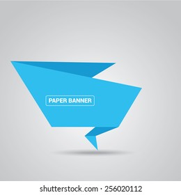 summer blue origami paper speech bubble or web banner .vector illustration