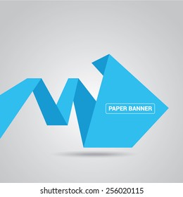 summer blue origami paper speech bubble or web banner .vector illustration