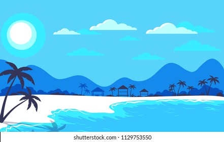 Summer blue sea beach vector illustration