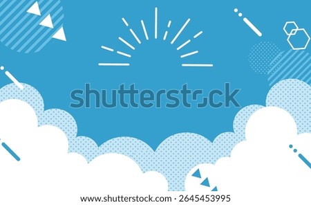 
Summer blue sky background illustration frame material