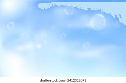 Summer blue sky cloud gradient light white background. Beauty clear cloudy in sunshine calm bright winter air background. Gloomy vivid cyan landscape in environment day horizon skyline view