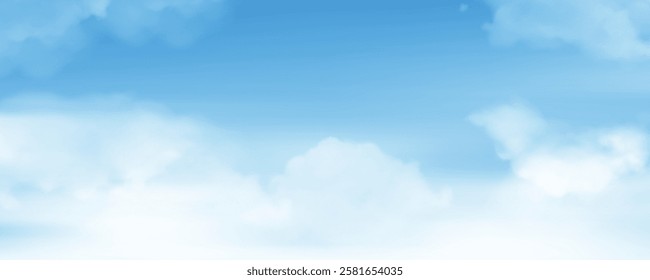 Summer blue sky cloud gradient light white background. Beauty clear cloudy in sunshine calm bright winter air bacground. Gloomy vivid cyan landscape in environment day horizon skyline view