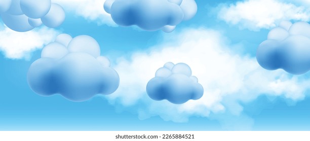 Summer blue sky light gradient clouds white background. Cloudy clear beauty in the serene sunlight sunny winter air background