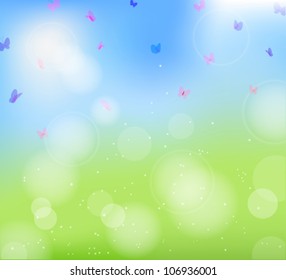 summer blur colorful background with butterfly
