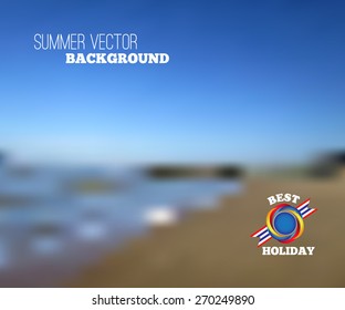 Summer blurred background with advertising text for your web design. Vector.