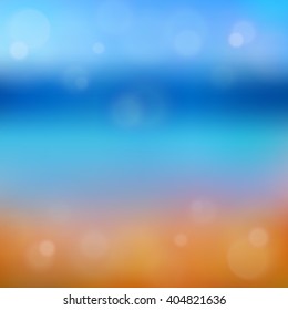 Summer blurred background with beach and sea. Vector.