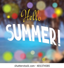 Summer blurred background with sea landscape on the background