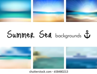 Summer blurred backgrounds set for poster, banner, advertising, invitation, cover or web design. Vector image.