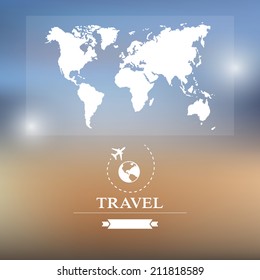 Summer blurred natural landscape. Map on blurry background. Travel, enjoy nature concept.