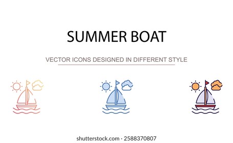 Summer Boat icon design with white background stock illustration