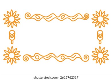 summer border design with one open side, ideal for stationery or journal pages