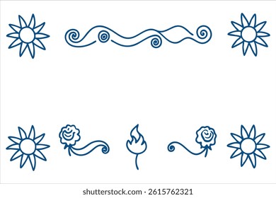 summer border design with one open side, ideal for stationery or journal pages