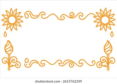 summer border design with one open side, ideal for stationery or journal pages
