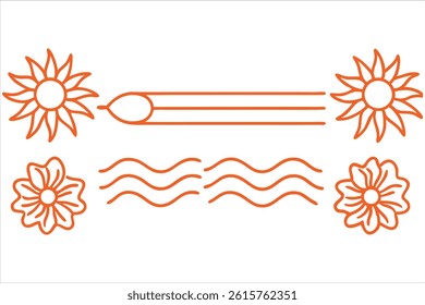summer border design with one open side, ideal for stationery or journal pages