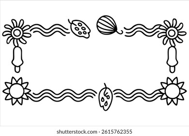 summer border design with one open side, ideal for stationery or journal pages