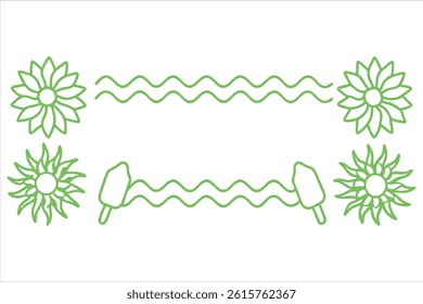 summer border design with one open side, ideal for stationery or journal pages
