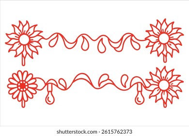 summer border design with one open side, ideal for stationery or journal pages