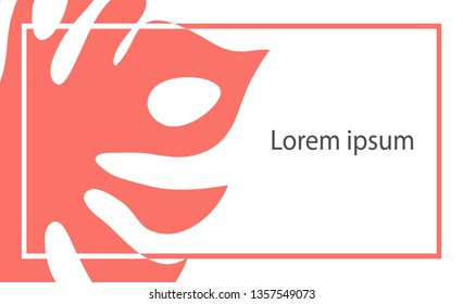 Summer botanical banner. Composition of palm leaves in a minimalist style. Flyer with space for text.