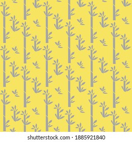 Patrón botánico sin soldadura de verano. Los tallos de bambú con hojas. Impresión vectorial en colores de moda. Para papel, cubierta, tela, envoltura de regalo.