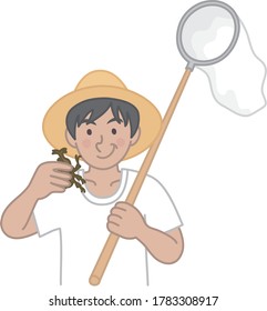 Sommerjunge mit Insektennetz