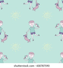 Summer boy seamless pattern