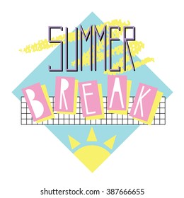 Summer break - card template in retro eighties style 2