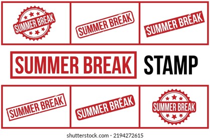 Summer Break Rubber Stamp Set Vector