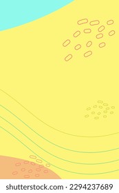 Sommer heller abstrakter Hintergrund für das Banner. Vertikal. Mit Pflanzen, Palmblättern, Punkten. Design für Bildschirmhintergründe, Poster. Postkarten. Vektorgrafik.