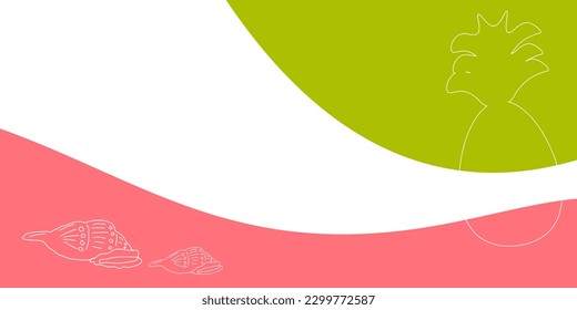 Verano brillante fondo abstracto para el afiche. Horizontal, con plantas, hojas de palma, puntos. Diseño de fondo de escritorio para afiches, salvapantallas. Ilustración vectorial.