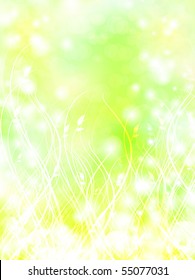 summer bright abstract floral background in light green and yellow
