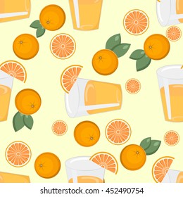 Summer bright background with juice and orange