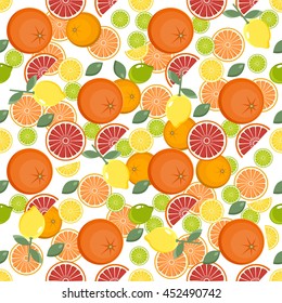 Summer bright background with lemon and orange.