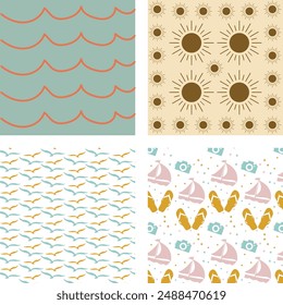 Summer Bright Background Pattern Set