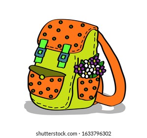 Summer bright backpack on a white background. Vector illustration.