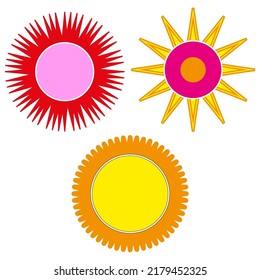 Sommerlichtbanner-Vorlage. Sonnenwolke im abstrakten Stil. Vektorgrafik. Stockbild.