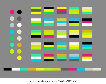 Summer bright color palette vector illustration set. Trendy neon swatches tones interior, clothing fabric colors, manufacturing design art. 