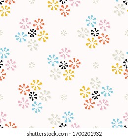 Summer bright floral blooms seamless vector background pattern. Stylized paper cut out flower doodle texture. Kawaii matisse style decor swatch. Decorative bright japanese stationery all over print