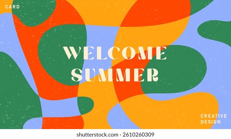 Summer bright illustrations set for poster, card, cover, label, banner in modern minimalist style with overlay effect. Modern and simple summer design templates. Vector stock graphic