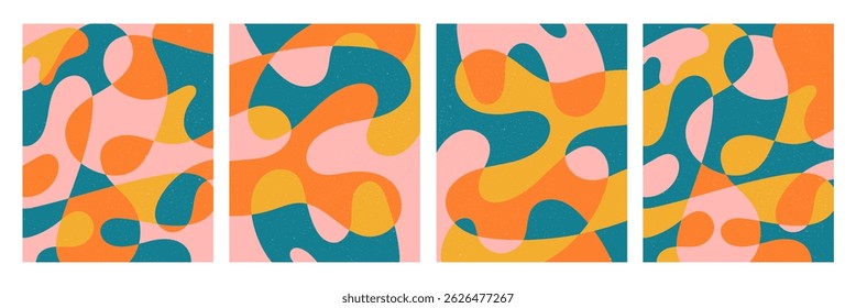 Summer bright illustrations set for poster, card, cover, label, banner in modern minimalist style with overlay effect. Modern and simple summer design templates. Vector stock graphic