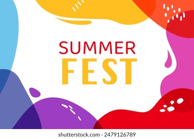 Fondo líquido brillante del verano. marco multicolor abstracto. Concepto Horizontal de Vector para el festival de verano, cartel de fiesta, volante, diseño de Anuncio de Web. 