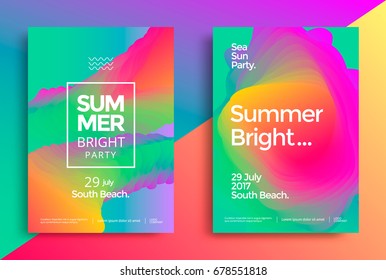 Summer bright party poster  Club night flyer  Abstract gradients waves music background 