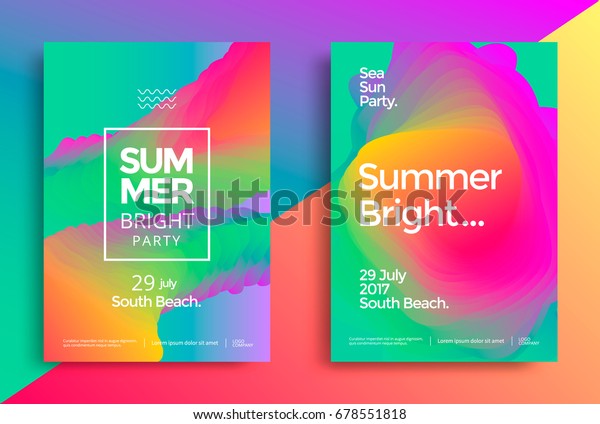 Summer bright party poster. Club night\
flyer. Abstract gradients waves music\
background.