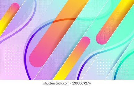 Summer bright party poster of modern design with 3d shape. Trendy vector illustration. Abstract gradients waves background hipsters music.