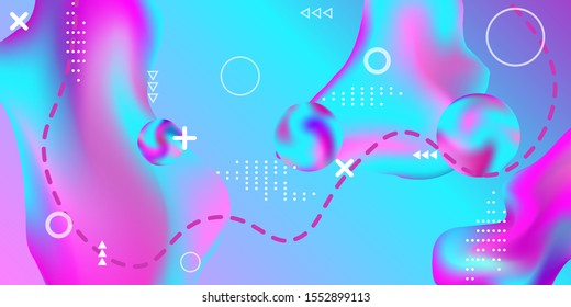 Summer bright party poster wiht colorful liquid form. Bright smooth mesh is blurred by a futuristic pattern in pink, blue, green, yellow, purple tones. Gradients waves music background.