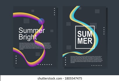 Summer bright party poster wiht colorful liquid form. Club night flyer. Abstract gradients fluid shapes template backgrounds for cover, brochure.