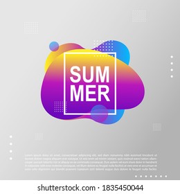 Summer bright party poster wiht colorful liquid form. Club night flyer. Abstract gradients fluid dynamic shapes template backgrounds for cover, sale, banner.