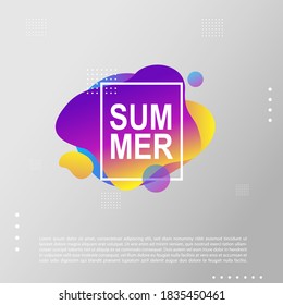 Summer bright party poster wiht colorful liquid form. Club night flyer. Abstract gradients fluid dynamic shapes template backgrounds for cover, sale, banner.