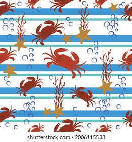 summer bright sea pattern with crabs 