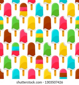 Summer bright seamless background with colorful ice creams