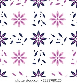 Summer bright seamless pattern with abstract geometric flowers